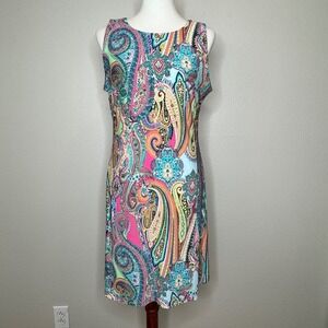 TOMMY HILFIGER Colorful Paisley‎ Print Dress 8 Sleeveless Resort Wear Vacation